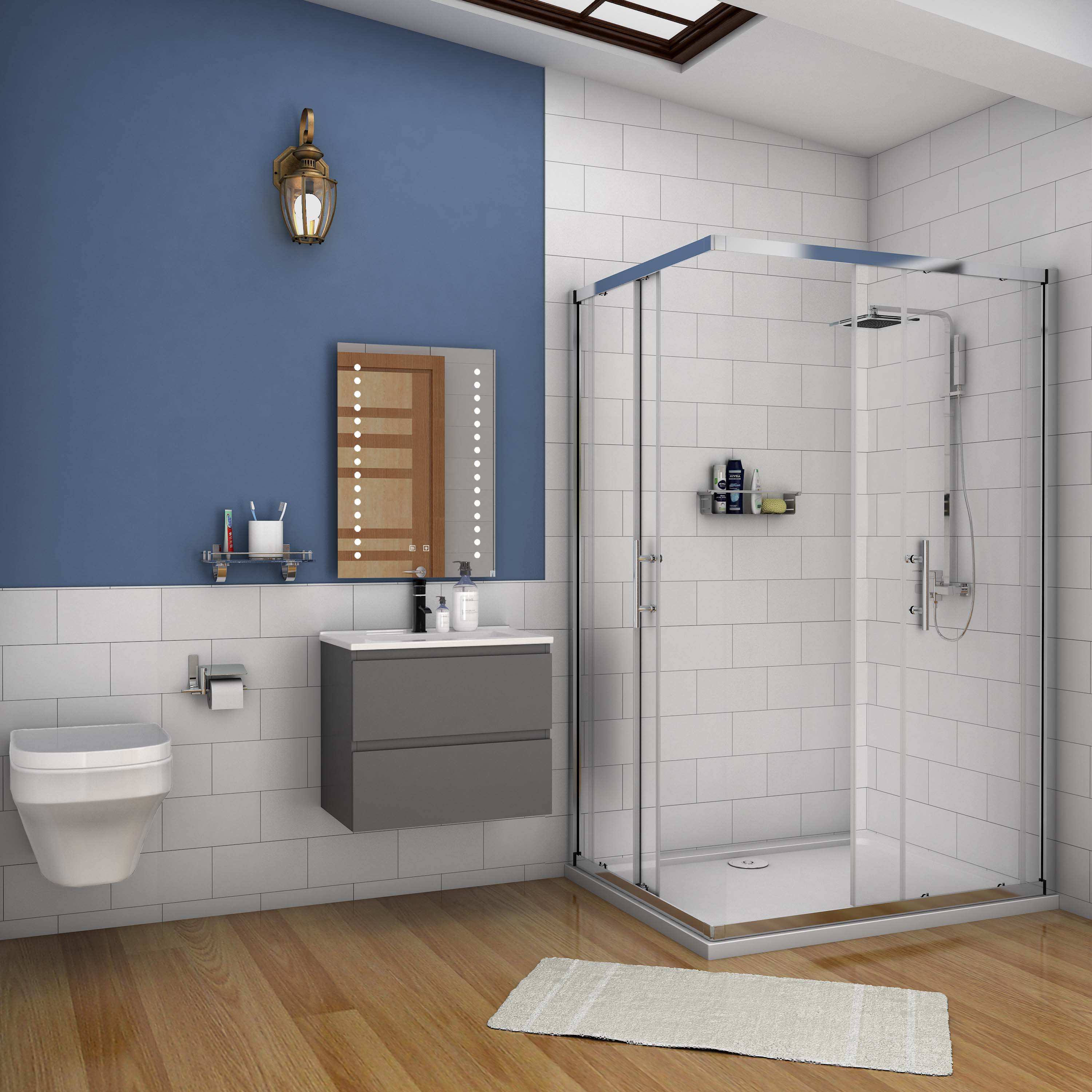 Badmöbel Set 60cm Waschbecken mit Unterschrank Waschtisch Standschrank